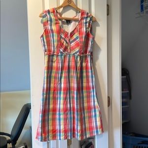 Eddie Bauer Coral Plaid Summer Dress